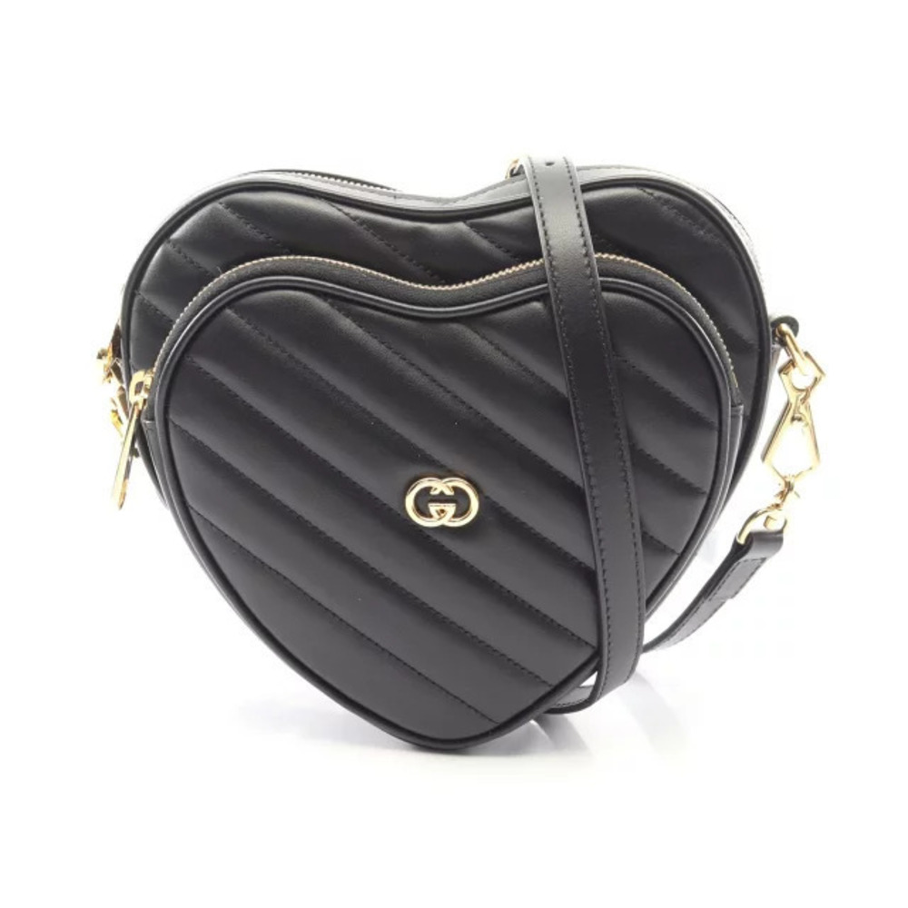 Gucci Interlocking G Heart Shoulder Bag Leather Black